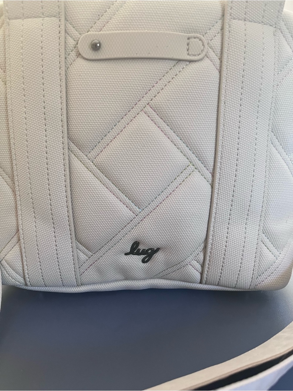 lug Quilted Crossbody Satchel in Light Gray